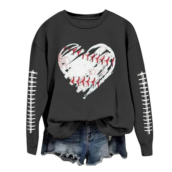 ZSQDM Women's Hoodless Sweatshirt Women Hoodies Women Football Hoodies Hooded Sweatshirt Graphic Print Sweatshirts Fall Athletic Long Sleeve Pullover Tops Polyester Women Blending Shirts(L)