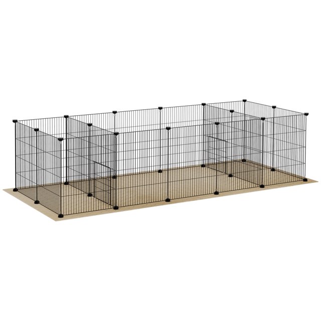 PawHut 18 Panels Small Animal Cage Portable Guinea Pig Playpen w/ Doors