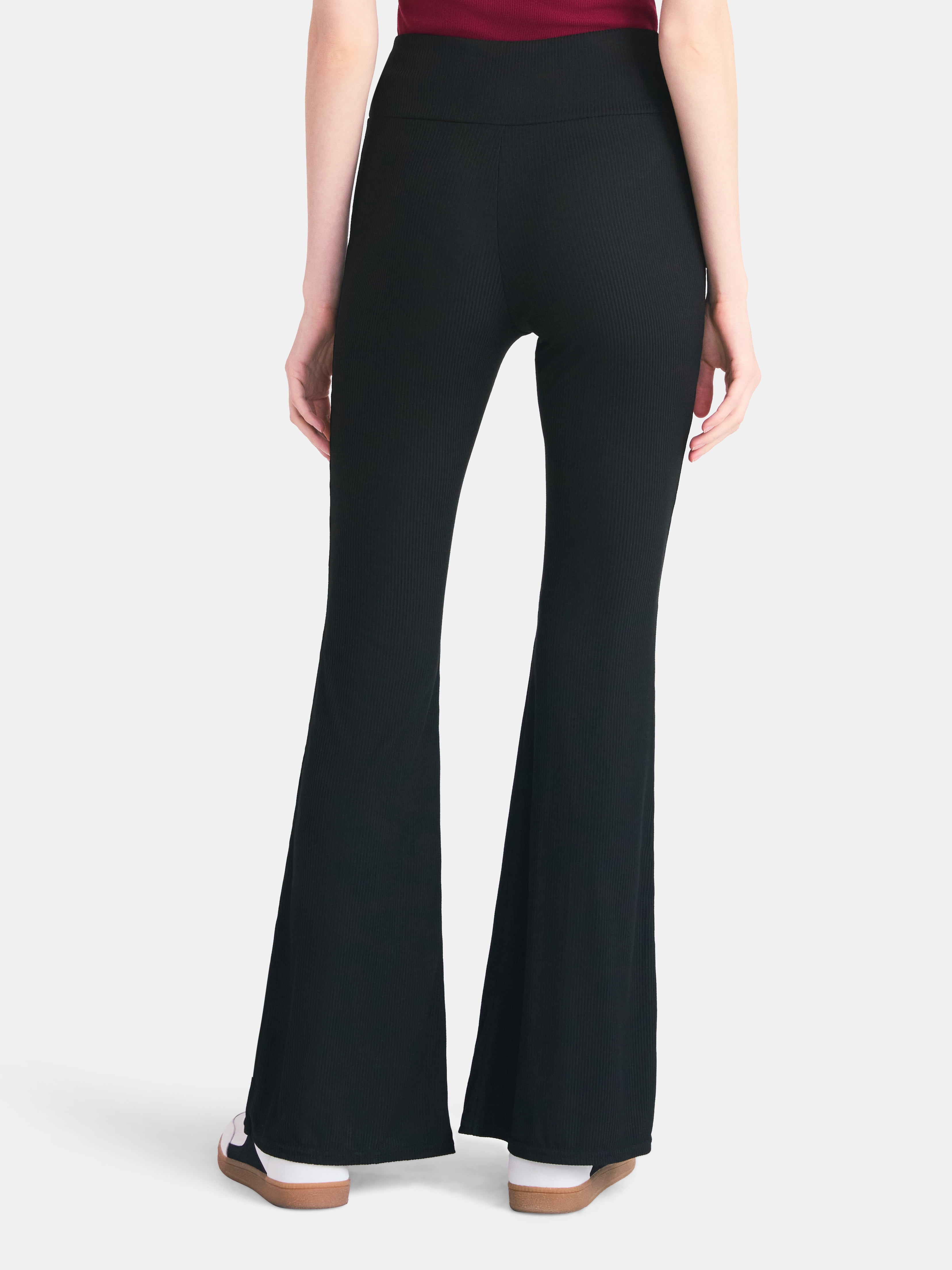 No Boundaries Ribbed Flare Pants, Women's XS-XXL