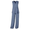 thumbnail image 3 of Mujeres Tops Casual V-Cuello de Manga Corta de Dos Piezas con Cordón Pantalones Cortos Y Bolsillos Laterales para Estilo sin Esfuerzo Y Collar en Capas, 3 of 4