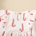 thumbnail image 4 of Pandaie Baby Boys and Girls Christmas Holly Print Long Sleeve Jumpsuit Ruffle Shoulder Bow Winter Newborn Romper Outfit White,6-9 Months, 4 of 8