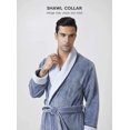 thumbnail image 2 of Men's Coral Fleece Robe Full Length Lounge Shawl Bathrobe with 2 Pockets, 2 of 7