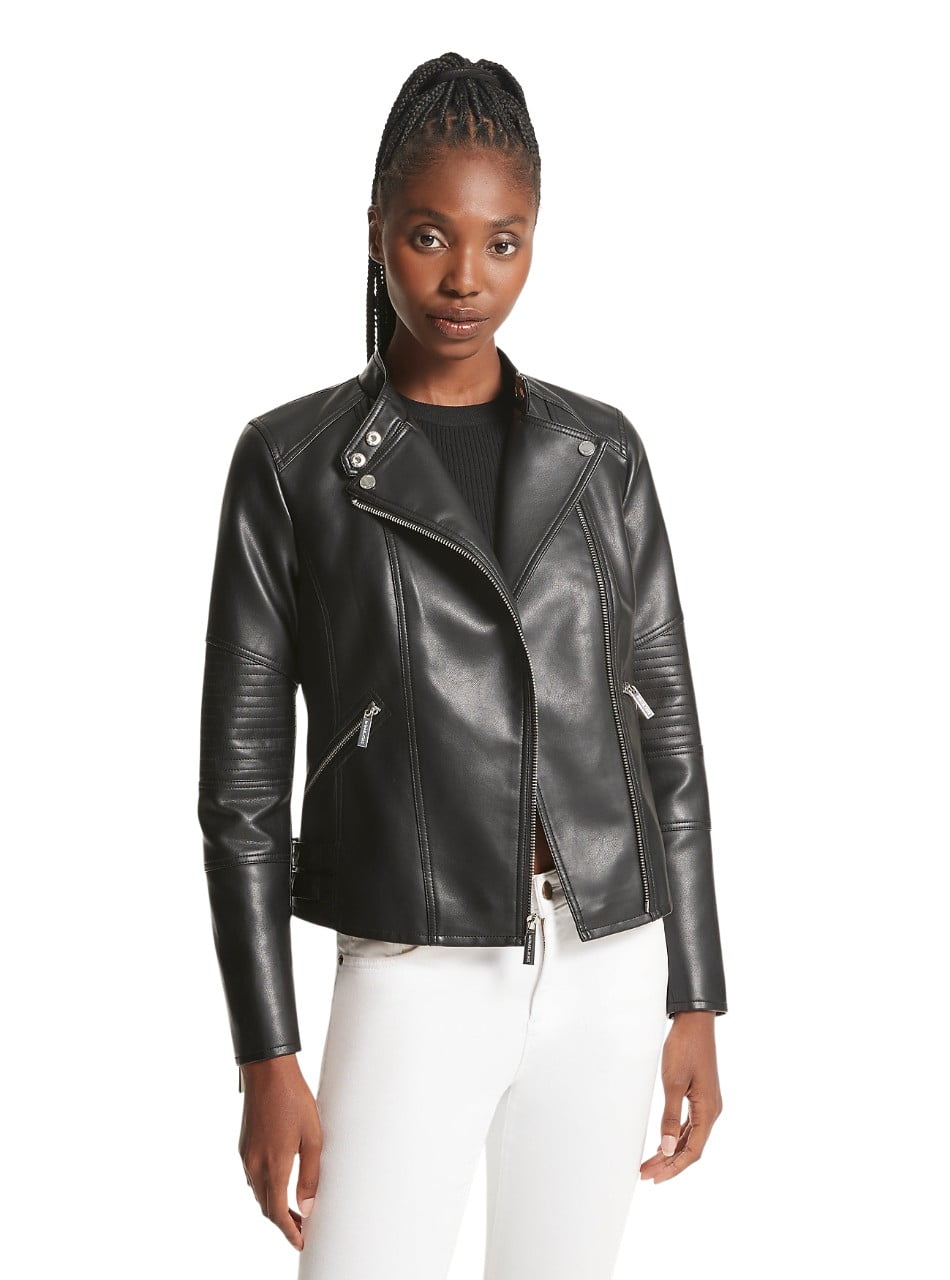 MICHAEL Michael Kors Womens Moto Genuine Leather Jacket with Belt MICHAEL Michael Kors Womens Moto Genuine Leather Jacket with Belt