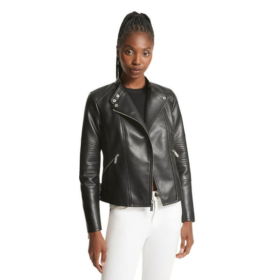 Michael Kors Faux Leather Moto Jacket Coat Black XS Nwt $350
