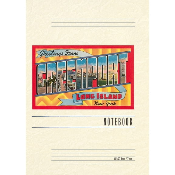 Vintage Lined Notebook Greetings from Greenport, Long Island, New York, (Paperback)