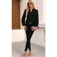 thumbnail image 5 of Mawalde Womens Tops Dressy Casual Sheer Long Sleeve V Neck Shirts Loose Flowy Chiffon Business Work Blouses Black S, 5 of 7