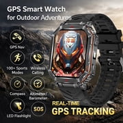 Outdoor Sports Smartwatch (Men & Women), 2.01-inch HD AMOLED, GPS, LED Flashlight, Wireless Call, Compass, Altitude/Barometer, 100+ Sports Modes, CHATGPT Voice, AI Watch Faces