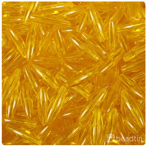BeadTin Dark Yellow Transparent 19mm Spaghetti Plastic Beads (150pcs)
