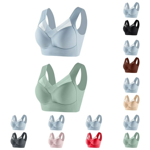 Lovzfmll Bras for Women, Wireless Push-Up Bralette Bra, Standard Straps Push-Up Pull-On Stretchable 2PC Lace Adjustable Bra
