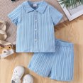thumbnail image 2 of NIEWTR Toddler Boy’s Button Down Shirt and Shorts Set 2 Piece Casual Outfit Soft Breathable Cotton Summer Clothes for Daily Activity(A1-Sky Blue,18-24 Months), 2 of 4