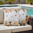 thumbnail image 4 of Fall Grey Orange Outdoor Waterproof Pillow Covers, Thanksgiving Pumpkins Vintage Maple Leaf Decorative Square Throw Pillowcase Sofa Cushion Sham for Patio/Couch/Chair, 24"x24" 2 Pack, 4 of 8