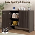 thumbnail image 2 of TopComfy 35" Sideboard Buffet Cabinet with 2 Doors, Coffee Bar Storage Cabinet with Adjustable Shelves, Curved Edge MDF Display Cabinet for Kitchen Dining Room, Dark Walnut, 2 of 8