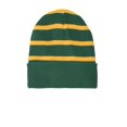 thumbnail image 2 of Sport-Tek Striped Beanie with Solid Band-One Size (Forest Green/ Gold), 2 of 2