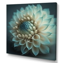 Designart Blue And White Dahlia Flowers IV Canvas Wall Art