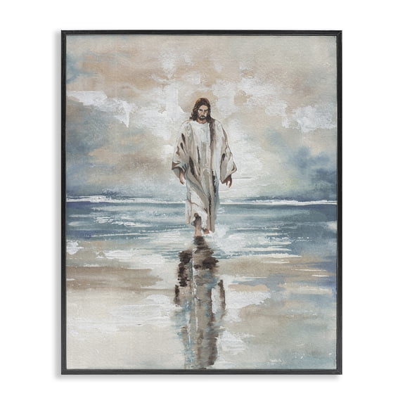 Stupell Industries Jesus on Water Black Framed Giclee Art, design by Elizabeth Medley