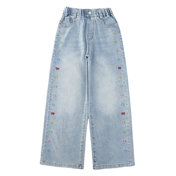 JLMSPLWG High Rise Jeans Barrel Pants Straight Leg Pants Girls Pants Size 6 Preppy Kids Clothes Girl Clothes 3t-4t 6t Girls Clothes Girls Preppy, Blue 11-12 Years