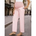 thumbnail image 2 of DARING DIVA Women's Wide Leg Maternity Pants Over Belly Elastic Waist S Pink Stripe, 2 of 7