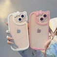 thumbnail image 3 of Cartoon Cute Hello Cat Phone Cases Transparent Case for iPhone 14 13 11 12 Pro Max Phone Cover, White for iPhone 14, 3 of 7