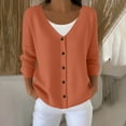 thumbnail image 2 of Ltctricy Cardigan Sweaters for Women Plus Size Long Sleeve V Neck Button down Knit Cardigans Soft Casual Outwear Coats(Orange,4X-Large), 2 of 4
