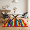 thumbnail image 3 of ODIKA 5'x7' Washable Area Rug Door Rows Lgbt Welcome Striped Bold Motif Interlocking Doormat Stripe Refined for Guest Room, Lounge, Apartment, Non-Slip Low Profile, Stain Resistant, 3 of 7