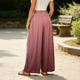 thumbnail image 6 of Women's Ombre Gradient Palazzo Pants, High Waisted Wide Leg Long Trousers with Pockets, Casual Summer Beach Flowy Skirt Pants, 6 of 6