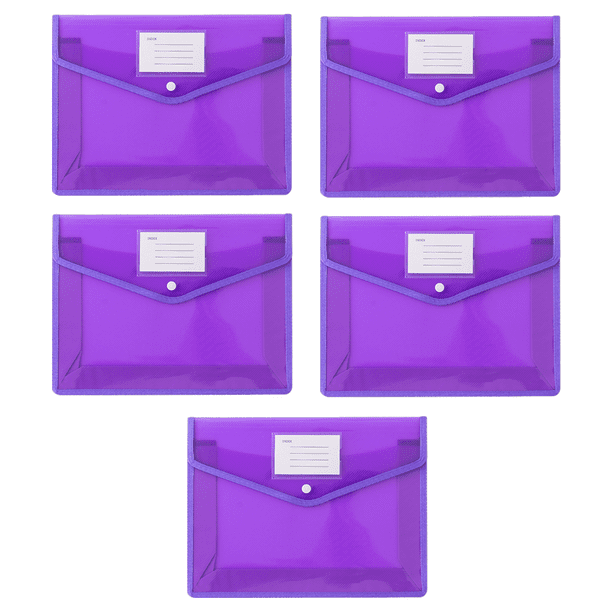5 pcs Plastic Folder with Snap Closure Clear Document Plastic File