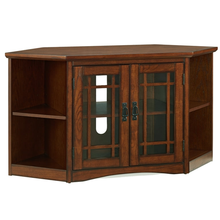 Leick Home 82287 Solid Wood Mission Oak Two Door Corner TV Stand