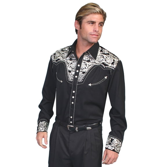 Scully P-634X-SIL-3X-B-T Mens Western Shirt - Silver, 3X