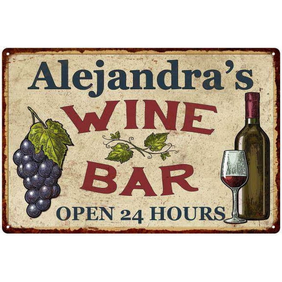 Alejandra's Rustic Wine Bar Sign Wall Décor Kitchen 12x18 Metal 112180056965