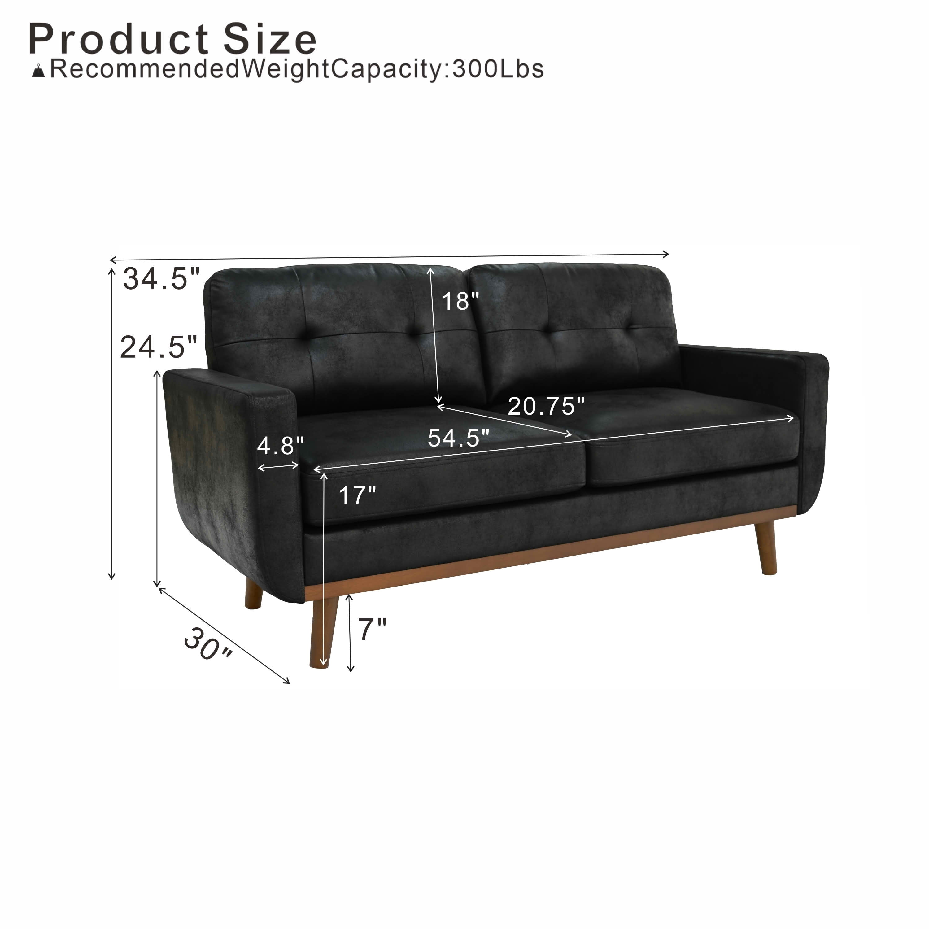 MAYEERTY 65" Modern Minimalist Two‑Seater Loveseat Sofa, Breathable Foil Fabric Upholstered Couch with Solid Wood Legs, Diamond Quilted Backrest for Living Room