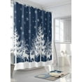 thumbnail image 3 of Christmas Blue Shower Curtain Set, Waterproof Shower Curtains for Bathroom, White Xmas Tree Elk Winter Snowflake Washable Fabric Cloth Bath Curtain for Bathtub Decoration with Hooks 72x78 Inches, 3 of 6