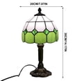 thumbnail image 3 of Geometric Tiffany Style Stained Glass Table Lamp, Retro Art Deco Dome Lamp, Antique Bronze Base, Soft Warm Light Decorative Bedside Lamp for Bedroom & Living Room(7.87*14.17 in)Green, 3 of 8