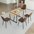 thumbnail image 4 of LiviNest 55" Dining Table & 4 Chairs Set: MDF Wood Top & Metal Frame - Mid Century Modern Kitchen Table Set for 4-6 People with Saddle Leather Chairs & Strong Support Design, 4 of 6