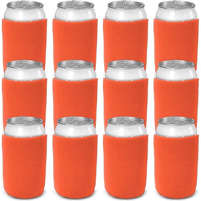 Beer Can Coolers Sleeves, Soft Insulated Reusable Drink Caddies For Water Bottles Or Soda, Blank Diy12, Orange)