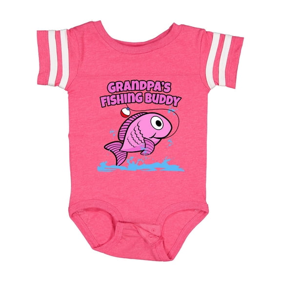 Inktastic Grandpa's Fishing Buddy (pink) Girls Baby Bodysuit