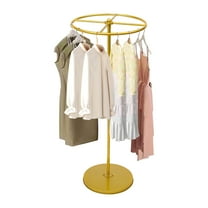 Rolling Round Garment Rack, Metal Floor Standing Rotatable Clothing Rack, Portable Retail Display Stand for Hanging Clothes Used for Commercial Retail Shop 21.7 x 61 inch
