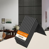 Upick Foldable Acoustic Wall Panels, 4 Pack 48" x 12.6" MDF Slat Wood Panels for Wall, Sound Absorbing Wall Panels for Interior Wall Decor, Matte Black
