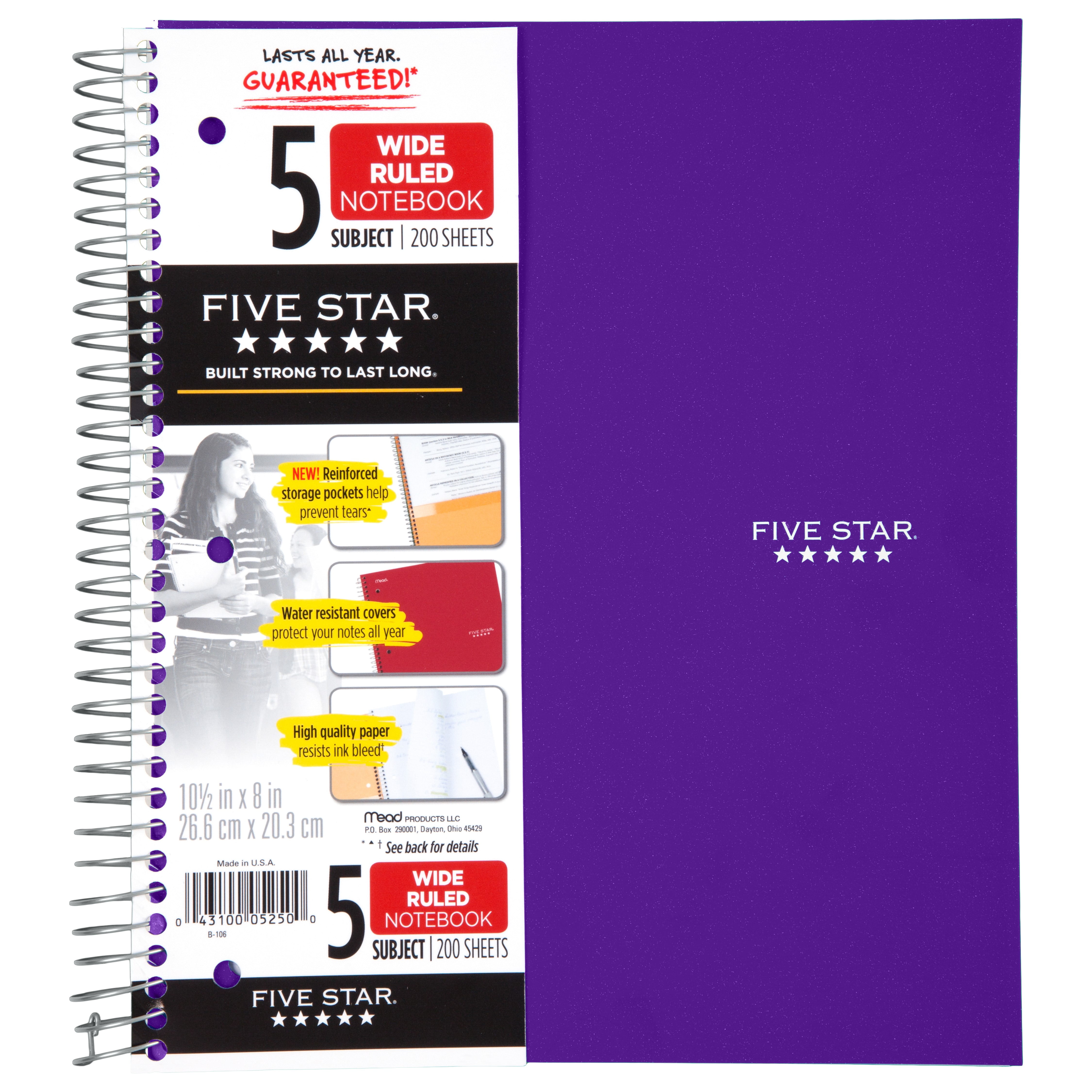 Five Star Trend WB Notebook 5 Sub 200ct WR, Purple