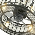 thumbnail image 4 of 18 inch Crystal Ceiling Fan with Light and Remote Control, 4-Light 7 Blades Indoor Caged Metal Chandelier Ceiling Light Fixture Black for Bedroom Living Room, 4 of 6