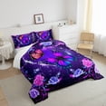 thumbnail image 3 of Homewish Kids Children Floral Flying Butterflies Bedding Comforter Set 2pcs,Chic Flowers Rose Twin Comforter Sets Microfiber,Bling Starry Sky Glitter Breathable Bedding Set,Ultra Soft Home Decor, 3 of 8