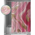 thumbnail image 4 of Pink Gradient Marble Shower Curtain, 72" x 72", Gold Foil Modern Abstract Waterproof Bathroom Curtain Washable Shower Curtain Set with 12 Hooks, 4 of 6