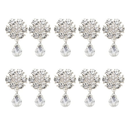 

Crtynell Rhinestone Brooches Flower Pins for Clothes White