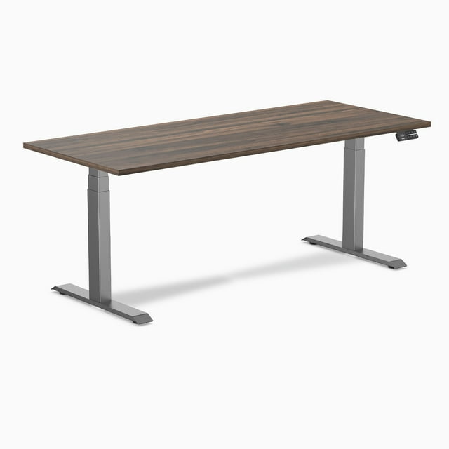 Desky Dual Laminate Sit Stand Desk - Jarrah Legno / 70.9 x 29.5 inches / Space Grey