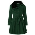 thumbnail image 5 of Long Trench Coat Women Dress Jackets Coats Double-Breasted Pea Coat with Bow Tie Belt Sherpa Lined Trench Coat for Women (Green M), 5 of 8