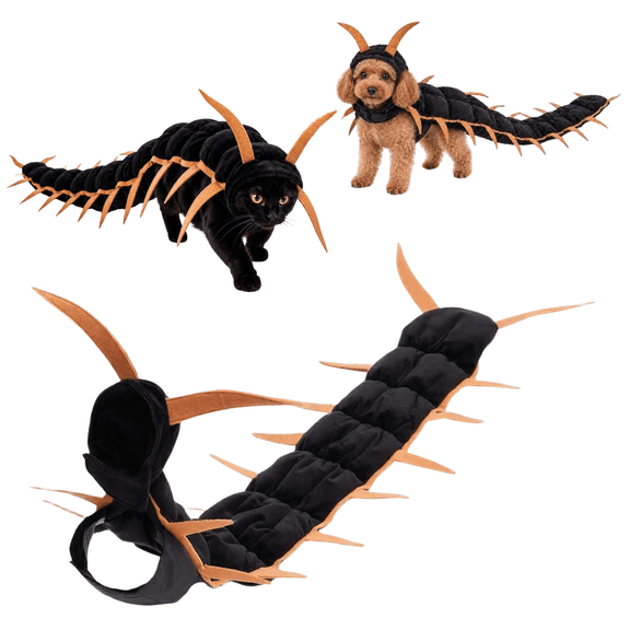 Cat Centipede Costume Small Cat Outfit , For Halloween, Eye Catching, Vivid Cat Cloak, Pet Party, Pet Terrifying Dress Up, Adjustable,Gold