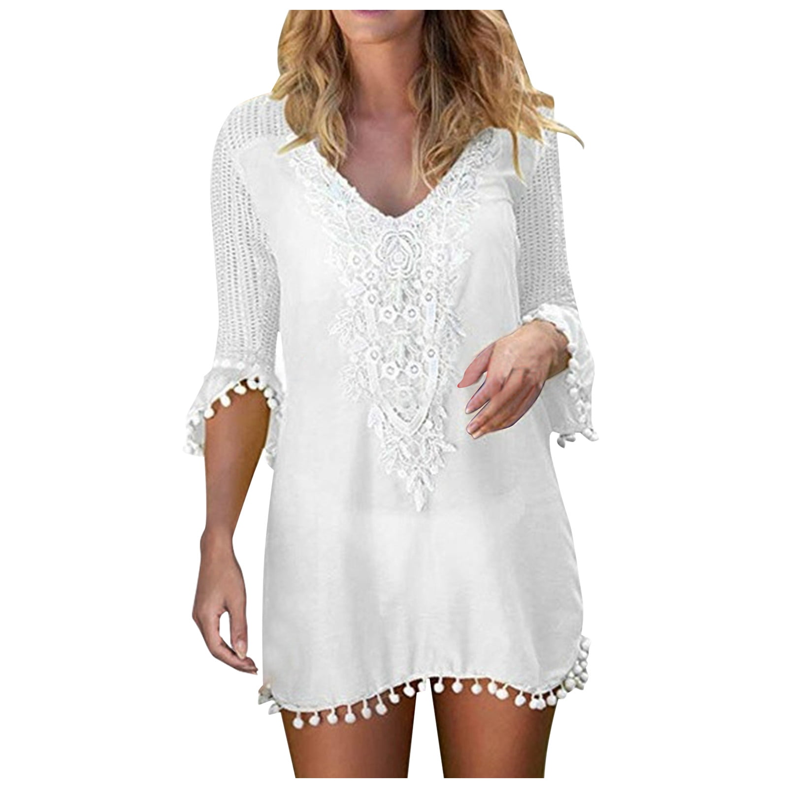 DORKASM Women's Plus Size Swimsuit Cover Ups Solid Swimsuit Cover Up