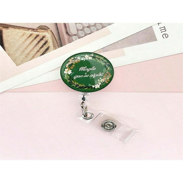 LNGOOR 1pc Motivational Retractable Badge Reel With Clip Flower Design Suitable For ID Card Holder Keychain Nurse Therapist Teacher Graduation Gift