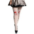 thumbnail image 3 of Gaexia Women Doll Halloween Bloodstain Patched Tights Unique White Thigh High Stockings 100D Performance Gothic Style, 3 of 3