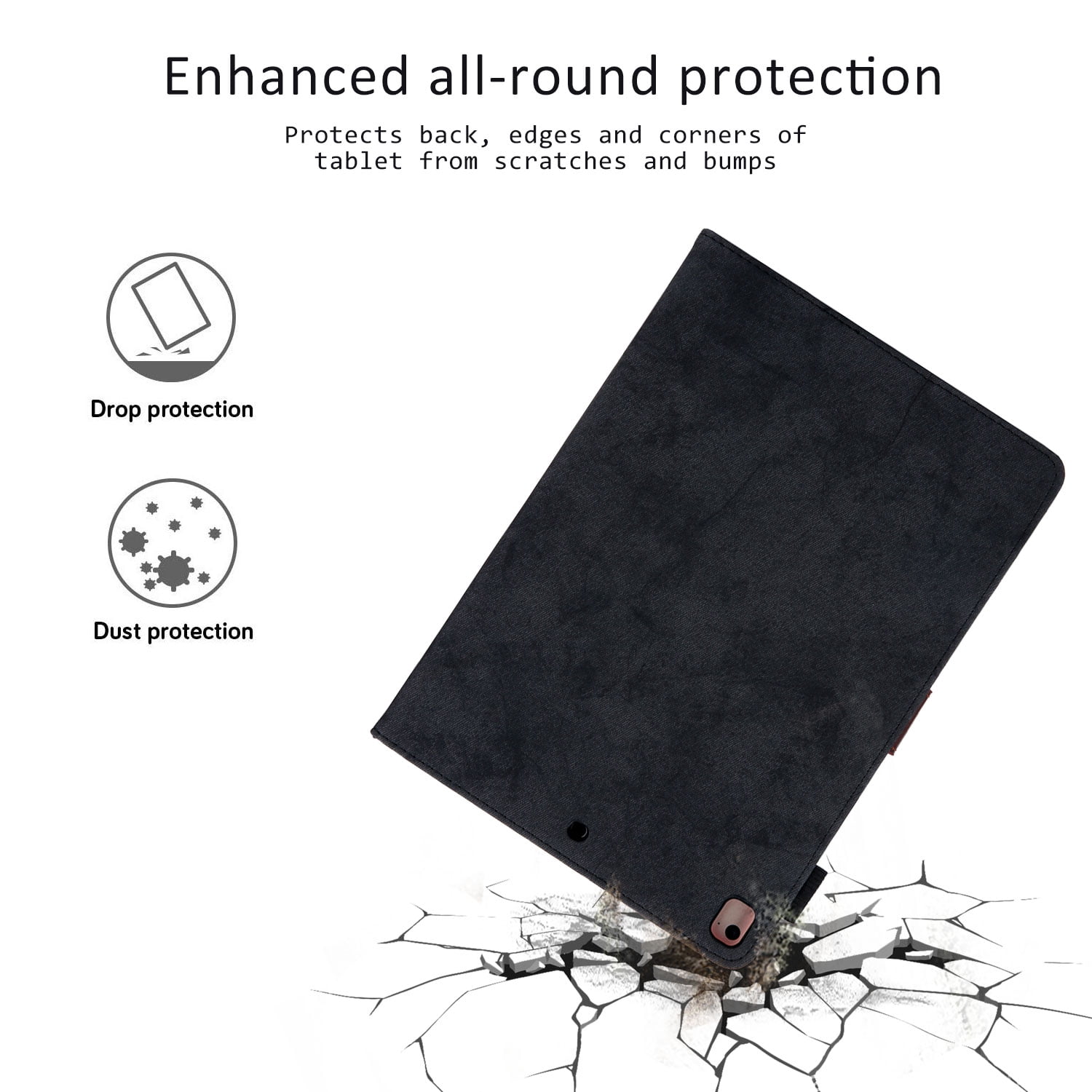 Allytech iPad 8th Gen 2020 Case 10.2 Inch, iPad 7th Gen 2019 Case, PU Leather Slim Fit Multi Angle Stand Smart Cover Auto Sleep Wake Shockproof Folio Flip Pencil Holder Case for Apple iPad 10.2",Black