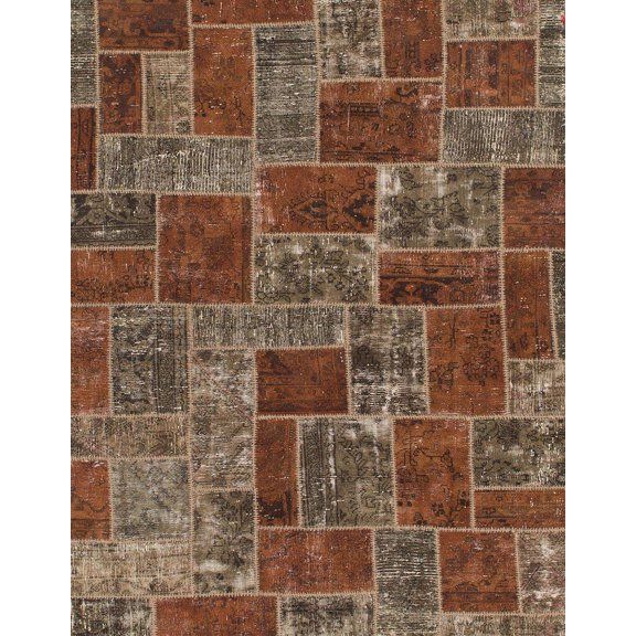 Ahgly Company Machine Washable Indoor Rectangle Abstract Dark Almond Brown Area Rugs, 5' x 7'
